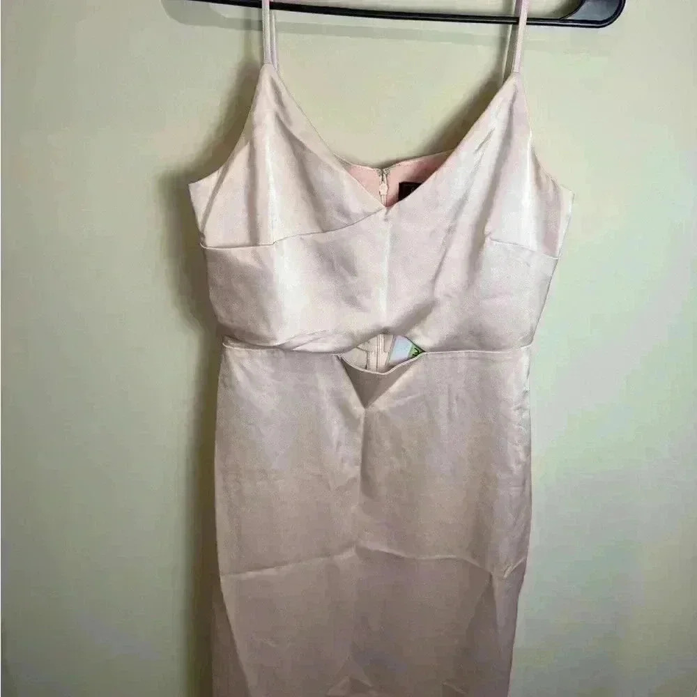 Sam Edelman Sz 4 Elegant Light Pink Satin Dress - Picture 2 of 6
